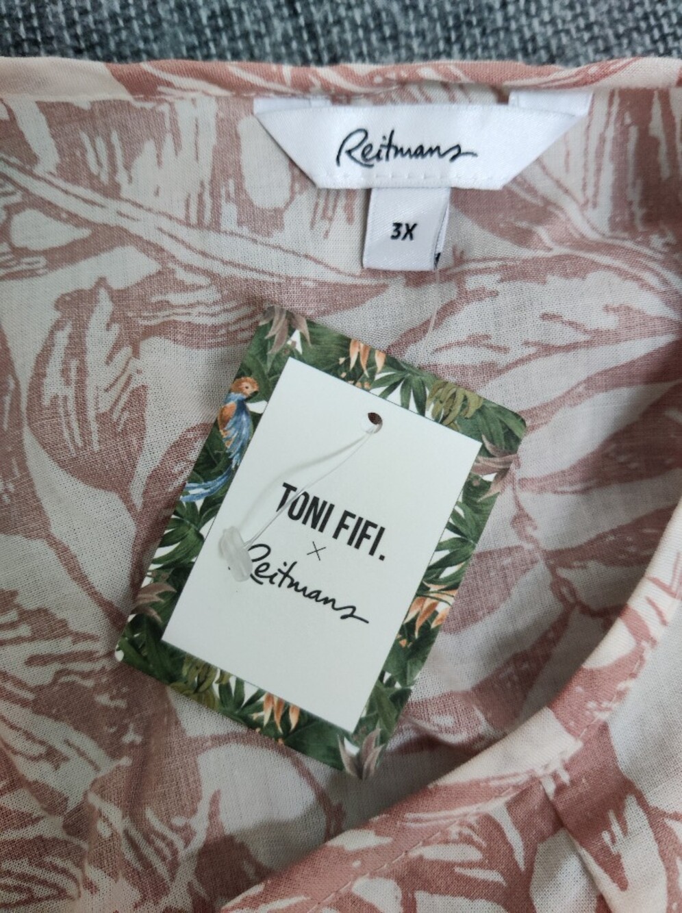 Reitmans x Toni Fifi Tropical Leaf Boho Midi Dress Mauve Pink Plus Size 3X - Picture 5 of 7